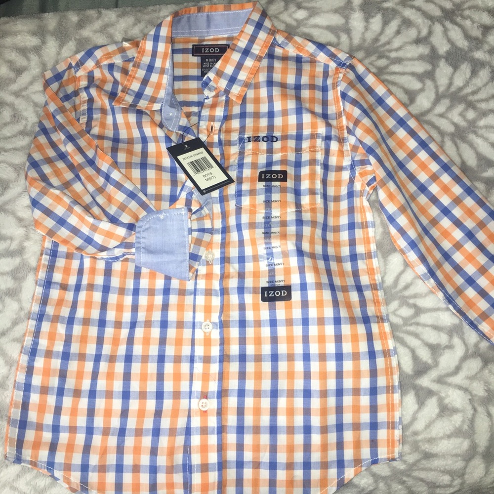 IZOD- Boys long sleeve button up shirt.